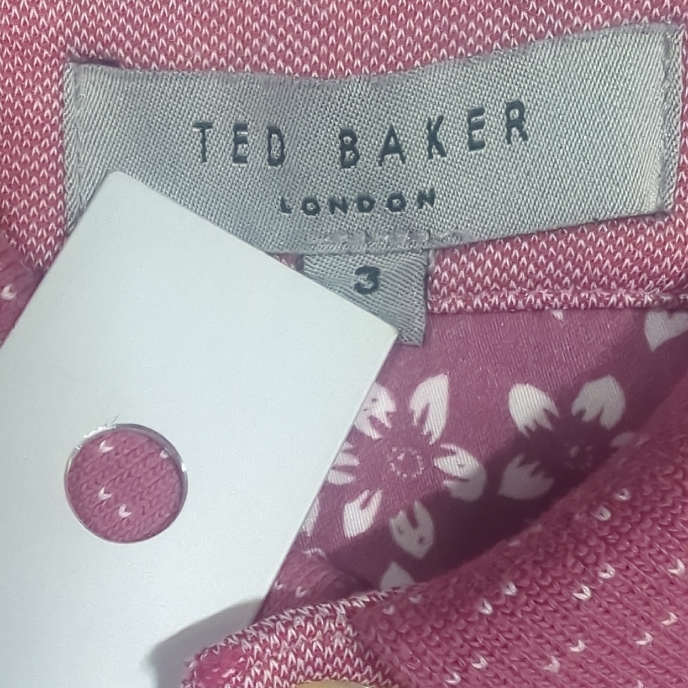 Ted Baker Light Pink Polo Shirt with Patterned Collar - Picture 3 of 15